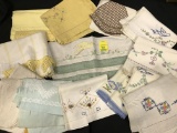 Lot Of (12) Vintage Tea Towels-Some Embroidered