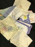 Lot Of (6) Vintage Table Cloths Or Scarves