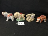 (4) Figural Pin Cushions Of Lions, & Camels, & Bears, & Elephants (Oh My!) From 1950's & 1960's Japa