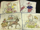 Lot Of (4) Vintage Embroidered Pillow Covers  14