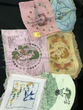 Lot Of (7) Vintage Embroidered Pillow Case Cover + Misc.