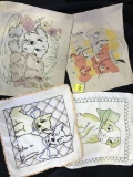 Lot Of (4) Vintage Embroidered Pillowcase Covers-Avg.Size 15