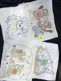 Lot Of (4) Vintage Embroidered Pillowcase Covers-Avg.Size 15