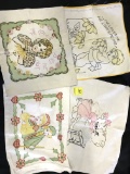 Lot Of (4) Vintage Embroidered Pillowcase Covers-Avg.Size 15