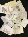 Lot Of (11) Vintage Embroidered Scarves & Misc. As Shown