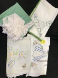 Lot Of (4) Vintage Embroidered Scarves & Misc. As Shown