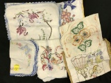 Lot Of (6) Vintage Embroidered Scarves & Misc. As Shown