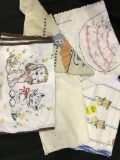 Lot Of (3) Vintage Embroidered Scarves & Misc. As Shown