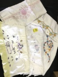 Lot Of (5) Pair Of Vintage Embroidered Pillow Cases