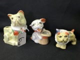 (3) Figural Dog Pin Cushions 1950's & 1960's Japan  Tallest Is 3.5