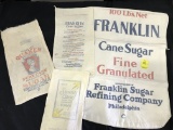 Lot Of (4) Vintage Sugar Sacks-(3) 10LB. & (1) 100LB.