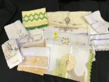 Lot Of (10) Vintage Embroidered Tea Towels