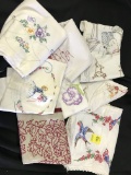 Lot Of (8) Vintage Embroidered Scarves & Table Cloths In Various Sizes