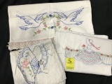 Lot Of (3) Nice Embroidered Table Cloths/Runners