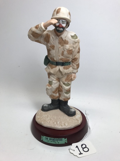 "On Manuevers" 8.5"T.Clown Figurine From The Emmett Kelly, Jr. Signature Collection By Flambro