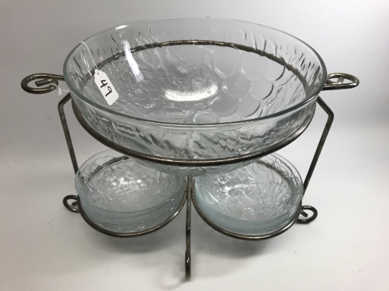 Salad Set In Metal Frame-Lg. Salad Bowl W/6 Salad Bowls