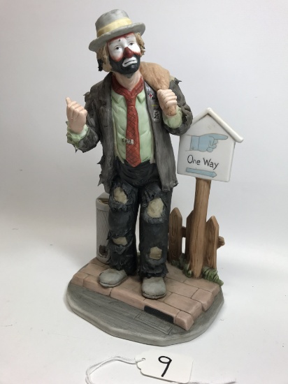 "One Way" 10.5"T.Clowns Figurine From The Emmett Kelly, Jr. Signature Collection By Flambro