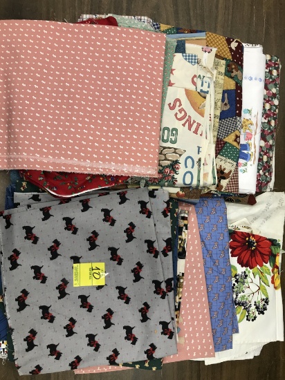 Lot Of Linen, Fabric, & Quilt Pieces In Various Sizes