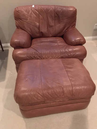 Flexsteel Leather Chair W/Ottoman