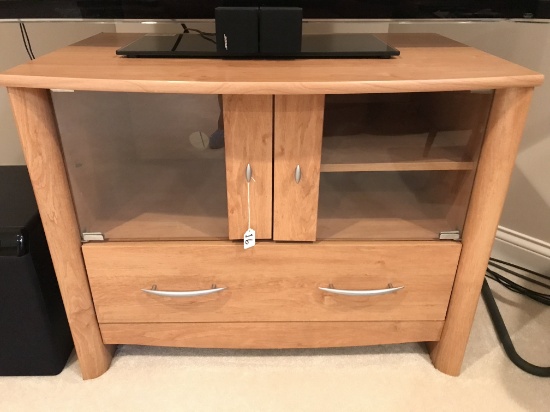 Contemporary Wood TV/Entertainment Stand W/Glass Doors