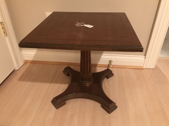 Wooden Table With Column Pedestal 17" x 18" x 14" Tall