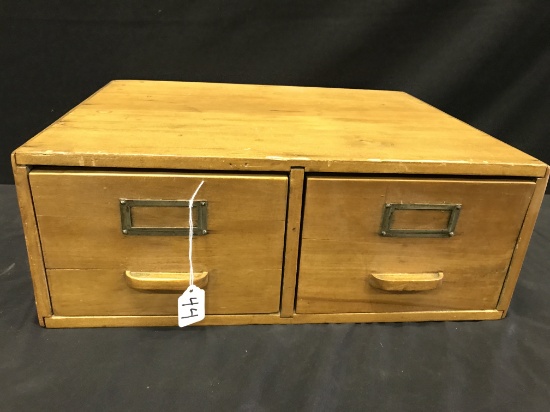 Vintage 2-Drawer Wooden Filing Cabinet