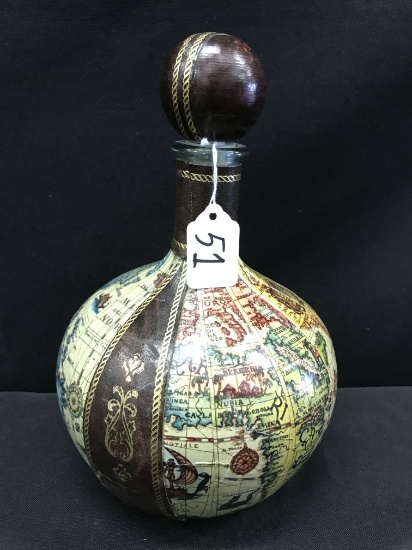 Italian 10"T. Leather Wrapped Decanter