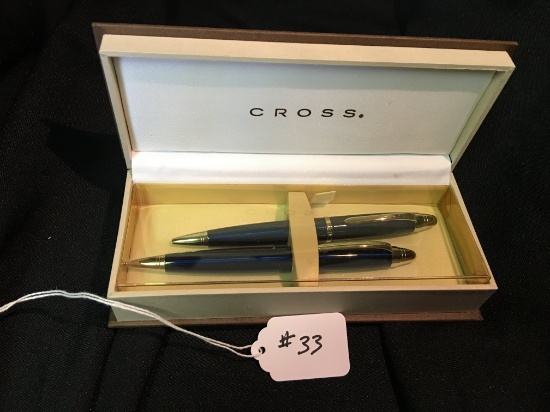 Cross Pen & Pencil Set In Miami Blue W/Original Box-Appear Unused
