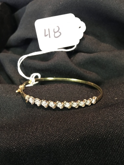 Marked 14L Ladies Bracelet W/Safety Clasp-Possible Diamonds