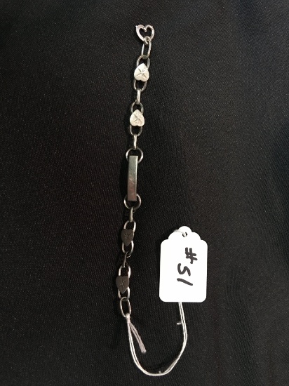 Marked "Sterling" 6.5" Long Bracelet-Signed "Billie"  9.6 gram