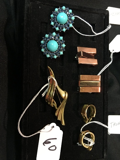 (4) Pcs. Of Trifari Jewelry: (3) Pr. Earrings & Brooch Pin