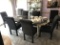 Brass and Glass Dining Room Table with 8 Chairs, 38