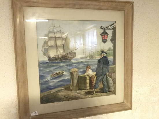 31" X 31" Framed Print of Old Sailor