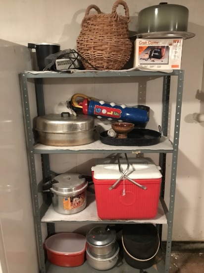 Metal Shelf and Contents