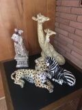 Ceramic Giraffe, Zebra, Leopard and African Couple