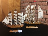 Two Mayflower  Wood Models on Stand, The Tallest is 13