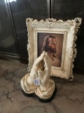 Two Sets of Praying Hands and Jesus Picture, Some Damage to Frame
