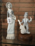 Two Unmarked Figurines, Clown and Girl, 8