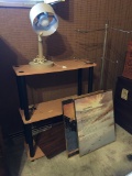 Lot with Lamp, Towl Holder, Two Pictures and Rough Shelf