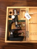 AMC Microscope in Wood Case, Comes with What is Pictured