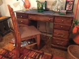Oak Fininsh Desk with Chair, Fair Condition
