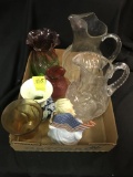 Lot With Nice Glass Pitchers, Vase, & Misc.