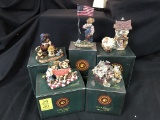 (5) Boyd Bear Figurines with Boxes