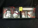 Lot Of (5) Enameled Christmas Ornaments W/Boxes