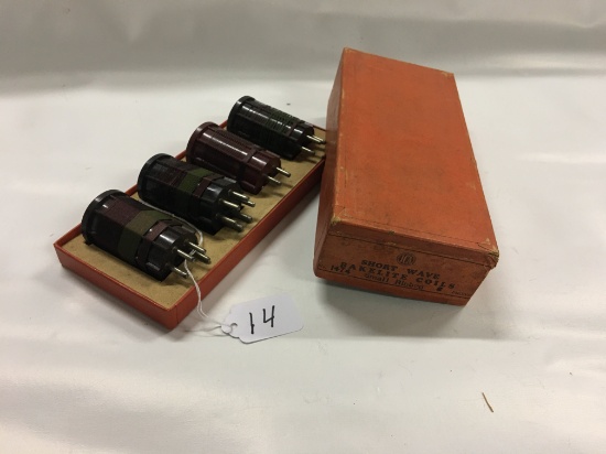 Set of 4 Short Wave Bakelite Coils, No. 1474 that Appear to be in Original Box