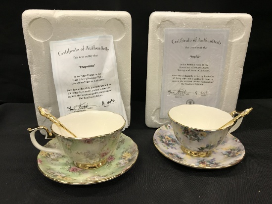 Bradford Edition (2) tea cup sets "Exquiste" and "Joyful"
