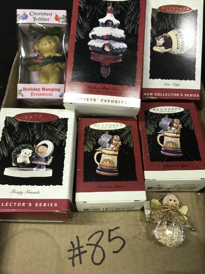 Lot of 7 Christmas ornaments, Cherished Teddies & Hallmark