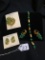 Vintage Hand-Set Pin & Earrings + Bamboo/Faux Jade Necklace