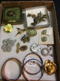 (2) Renoir Copper Bracelets, Trifari Pin, + Other Nice Pins As Shown