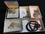 Sterling Lot: Marcasite Pin, Necklaces, & Pendant